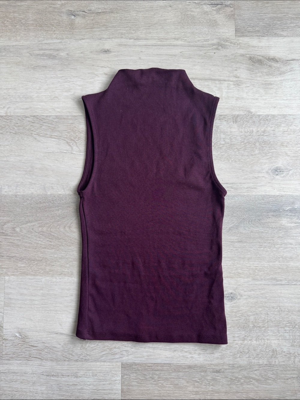 Zara Dark Plum Mock Neck Sleeveless Top